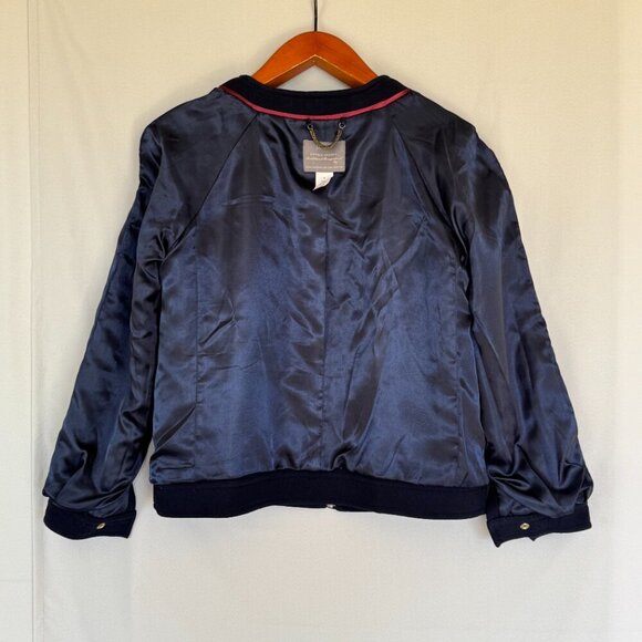 J. Crew Navy Blue Wool Blend Double Cloth Zip Front Wool Blend Jacket Size 14 - Picture 6 of 16